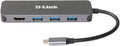 D-Link DUB-2333 5-in-1 USB-C Hub with Power Delivery (PD 60W) 4K HDMI 3 USB 3.0 Ports for Windows macOS Computers Chromebooks iPad Pro Laptops Desktops