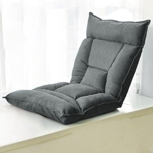 ELEFOCUS Foldable Floor Chair with Backrest Lazy Sofa Meditation Chair Window Chair with Adjustable Backrest and Headrest(/Gray)