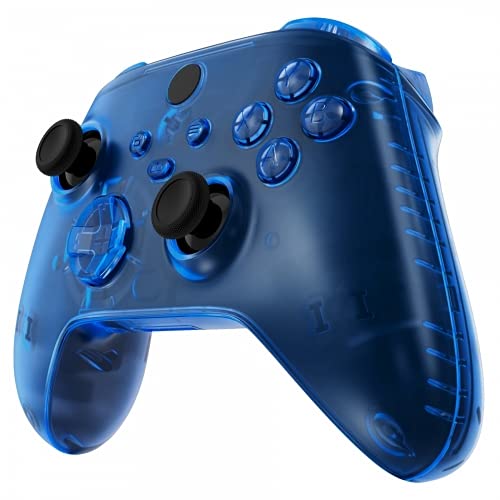 MODDEDZONE Custom Wireless UNMODDED Controller for Xbox One S/X and PC with Exclusive and Unique Designs - The Perfect Gaming Gift for Enthusiasts Expertly Crafted in the USA - Clear Blue Full