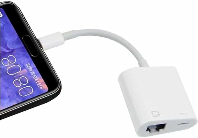 2-in-1 8-pin Lightning to RJ-45 Ethernet and USB-C Adapter - MFi Certified