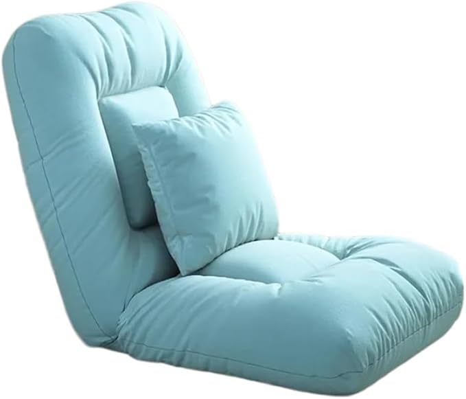 ELEFOCUS Adjustable Indoor Floor Chair with Pillow - Padded Sleeper Bed Chaise Lounge Sofa - 5-Position Comfy Gaming Recliner(Blue)