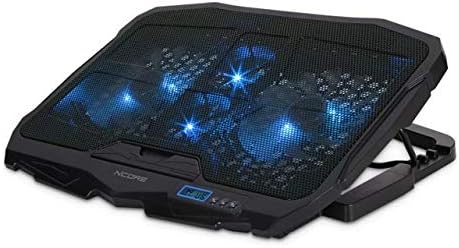 ABKO NCORE NC30 Laptop Cooling Pad Blue LED Cooling Fan Quad Fan LCD Display Fan Controller USB Powered Up to 17 Inch Non Slip Pad Black Mesh