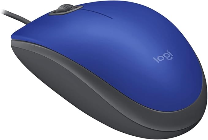 Logitech M110 Wired USB Mouse Silent Buttons Comfortable Full-Size Use Design Ambidextrous PC/Mac/Laptop - Blue