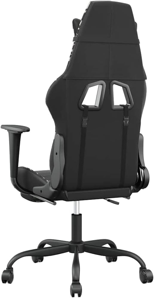 Gaming Chair Black and Camouflage Faux Leather with Massage Function and 360-Degree Swivel Height Adjustment Comfortable Footrest Sturdy Metal and Plywood Frame for Home