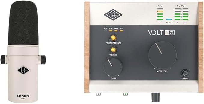 Universal Audio SD-1 Standard Dynamic Microphone White &amp Audio Interface for Recording podcasting and Streaming with Essential Audio Software Including $400 in UAD Plug-ins