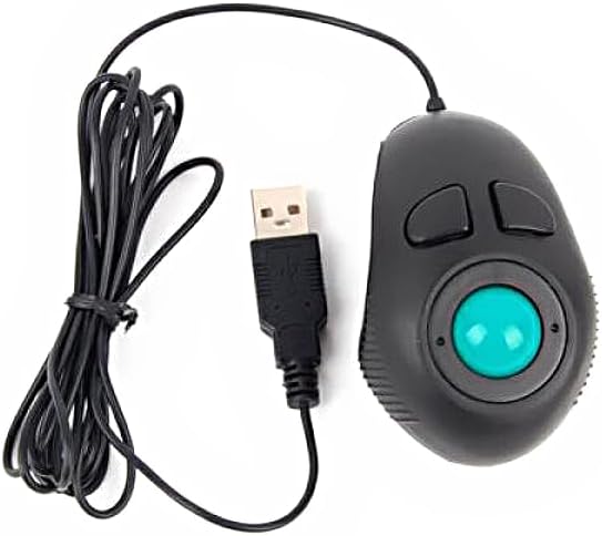 Mobestech Portable Mini 4D Trackball Mouse USB Wired Handheld Ergonomic Mouse with Thumb-Controlled Scroll for Laptop Desktop Office Use