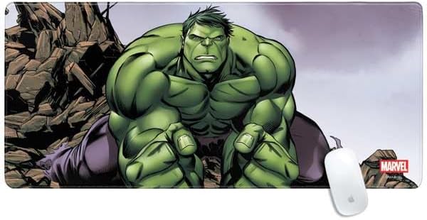 Skinit Extra Large Gaming Mouse Pad - Officially Licensed Hulk Design with Stitched Edges Waterproof Non-Slip Rubber Base Desk Mat for Keyboard &amp Mouse 35.75 x 15.4 inches