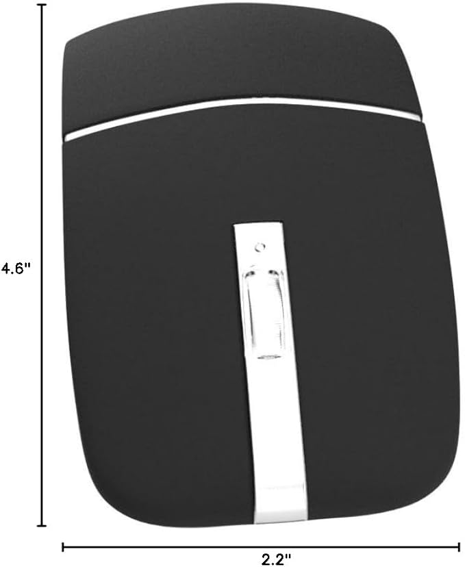WFB Bluetooth Wireless Mouse for Laptop Foldable Arc 180° Rotating Silent Click Portable Curved Computer Mice for Home Office Travel(Black)