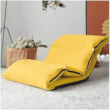 ELEFOCUS Floor Chair with backrest Waist Legs and Back Angle Adjustable Chaise Longue Folding Portable Sofa Floor Chairs(Gelb)