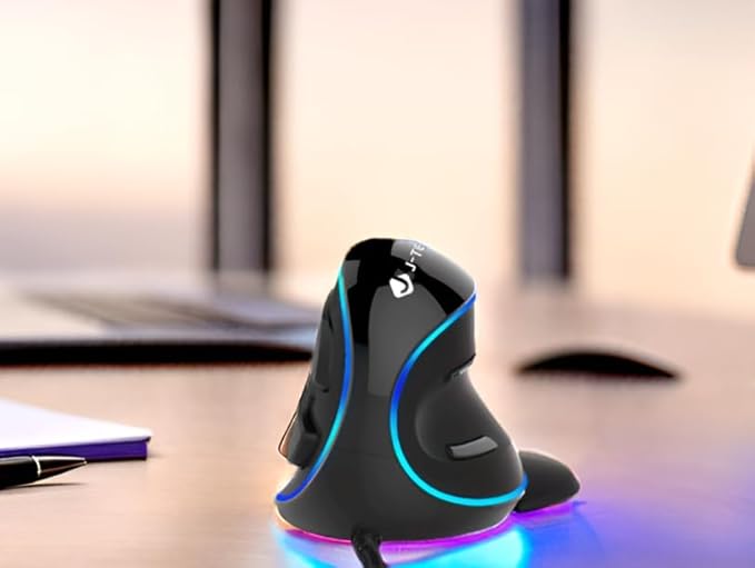 J-Tech Digital Wired Ergonomic Vertical USB Mouse with Adjustable Sensitivity (600/1000/1600 DPI) Scroll Endurance Removable Palm Rest &amp Thumb Buttons [V628]