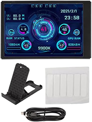 VBESTLIFE Computer Temp Monitor 3.5Inch Mini USB C PC Temperature Display CPU Data Monitor PC Sensor Panel Display for DIY Computer (Black)