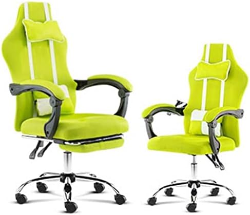 Chair Computer Chair Lift Swivel Chair Office Chair High Back Reclining Chair with Footstool Ergonomic Gaming Chair (Color : Green)