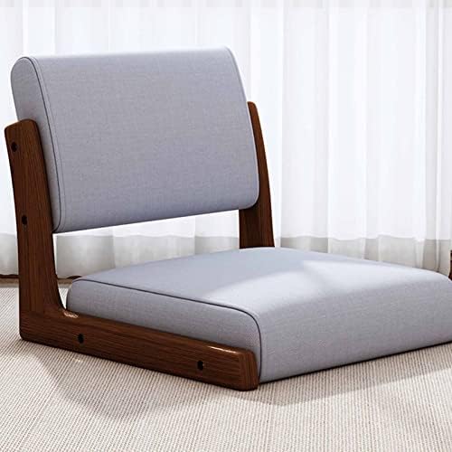 BTZHY Floor Chair Tatami Floor Chair Portable Legless Chair with Backrest Legless Stool Made of Solid Wood with Comfortable Cotton and Linen Upholstery Portable Single Seat Chair