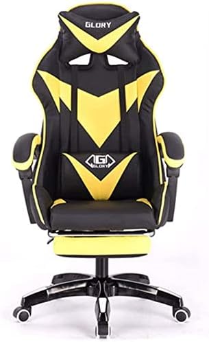 ChairsLeather Gaming Swivel ChairZero Gravity ChairHigh Back Computer ChairAdjustable Recliner Office Chair with Headrest and Lumbar/Black and Yellow