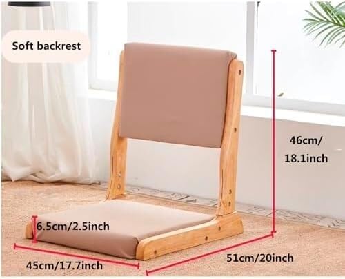 ELEFOCUS Folding Tatami Chair with Backrest Living Room Chair Floor Seat Portable Japanese Legless Chair Bay Window Backrest(G)