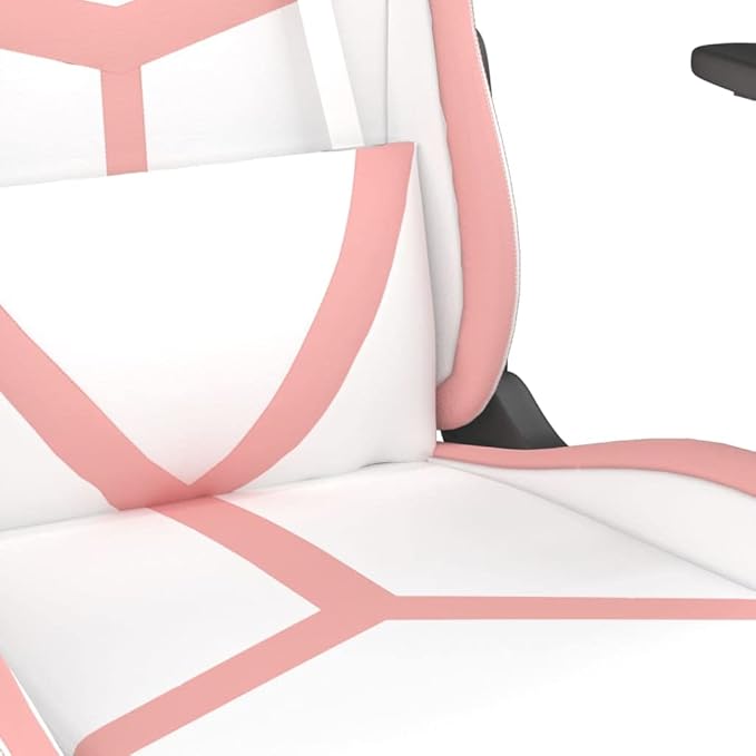 Faux Leather Massage Gaming Chair with FootrestComputer Game ChairMassage Office ChairErgonomic Desk Chair PC Gaming Chair for Adults Teens(White&ampPink) -AA