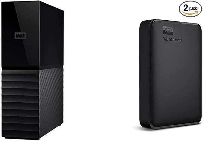 Western Digital My Book 8TB External Hard Drive + WD 4TB Elements Portable External Hard Drive