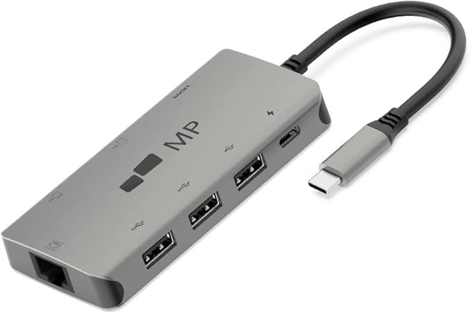 Mobile Pixels 8-in-1 USB C Hub/Adapter/Dongle USB 3.0 Ports Ethernet Port 4K HDMI Port SD Card Slot Micro SD Card Slot USB-C Charging Port Portable for All Type C Laptops (Space Gray)