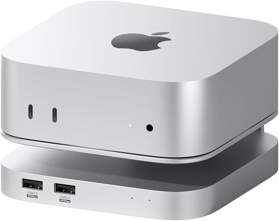 Hagibis Mac mini M4 Hub &amp Stand with 40Gbps SSD Enclosure 3 in 1 USB Type-C Docking Station with 40Gbps M.2 NVMe SSD Case USB2.0 * 3 3.5mm Jack AUX (MC60 Pro)