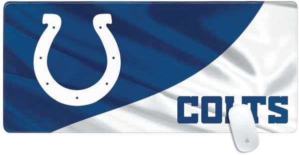 Skinit Extra Large Gaming Mouse Pad - Officially Licensed Indianapolis Colts Design with Stitched Edges Waterproof Non-Slip Rubber Base Desk Mat for Keyboard &amp Mouse 35.75 x 15.4 inches