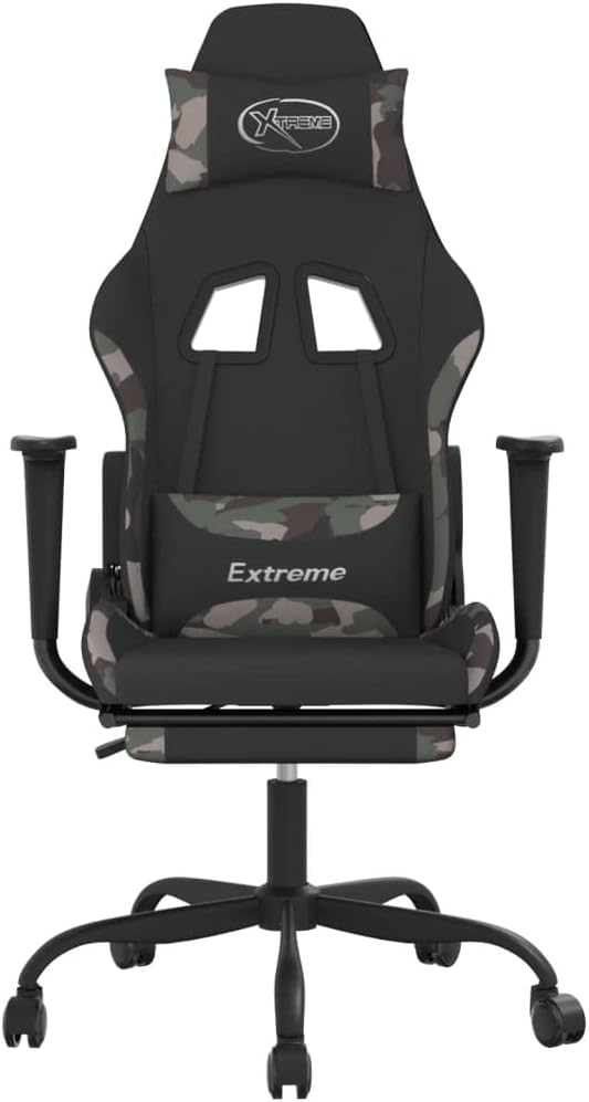 SKM Massage Gaming Chair with Footrest Black and Camouflage Fabric (16.3 KG/35.86 LBS)