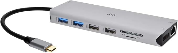 Monoprice 13-in-1 Dual-HDMI + DisplayPort Multi-Stream Transport (MST) Triple Monitor Docking Station - 4K 5Gbps USB A Ethernet Card Reader 100W PD Silver