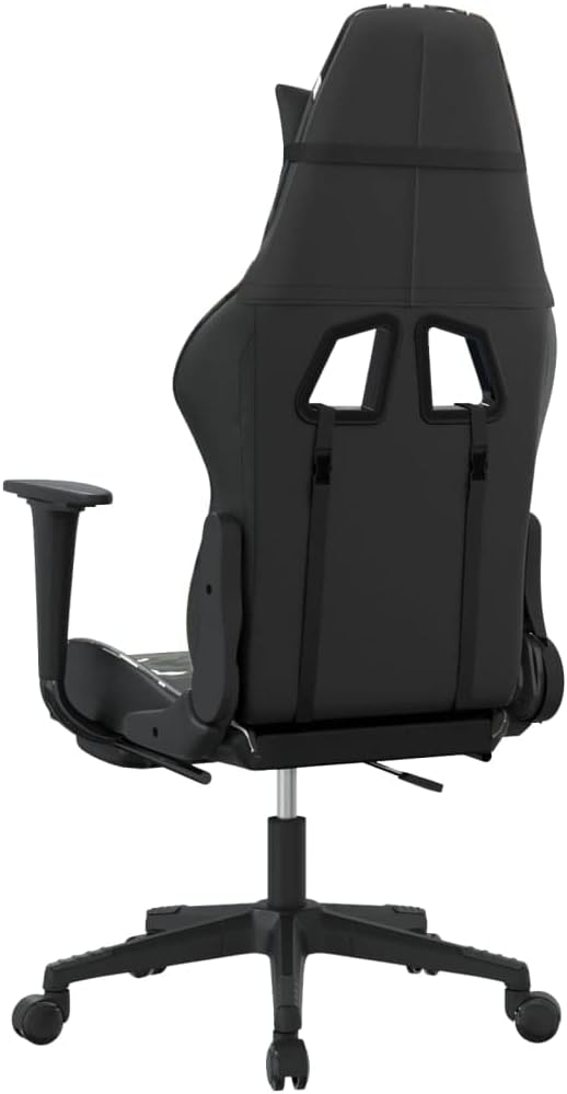 Massage Gaming Chair with Footrest Black&ampCamouflage Faux Leather (Weight: 36.6 lbs)
