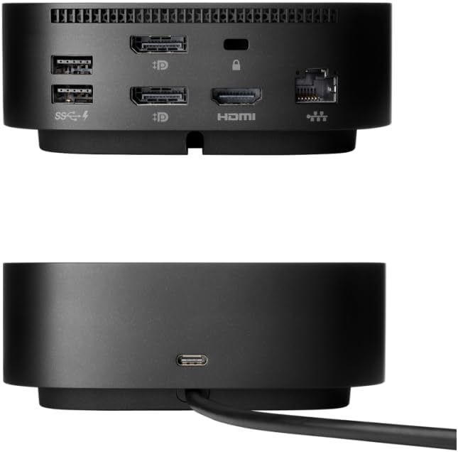 Genuine HP Docking Station for Laptop Dual Monitor and Charging Bundle-HP USB-C G5 Dock 5YH27AV#ABA with 120W AC Adapter HDMI Cable USB-C Cable &amp Fiber Cloth &amp Reusable Cable Ties