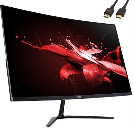 acer Nitro ED-Series 31.5 1500R Curved Monitor 1920x1080 75Hz Refresh Rate 1ms Response Time AMD FreeSync Monitor HDMI VGA with 5ave HDMI Cable