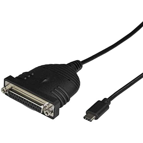 StarTech.com USB C to Parallel Printer Cable - DB25 Female Port for IEEE1284 Printers - Bus Powered - Printer Cable Adapter - USB to DB25 (ICUSBCPLLD25) Black 6ft