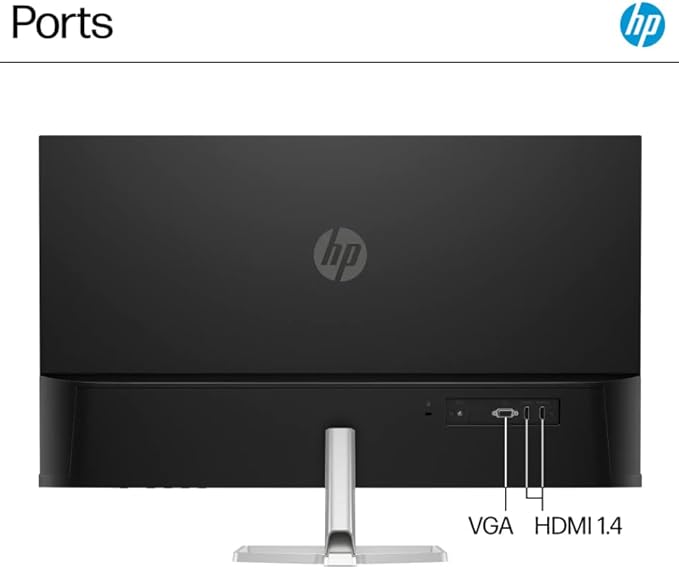 HP Monitor 32 VA Panel FHD(1920X1080) Anti-Glare Display 100Hz Refresh Rate 7 MS Response Time 2 x HDMI 1.4 1 x VGA 16:9 Aspect Ratio Silver with HDMI Cable