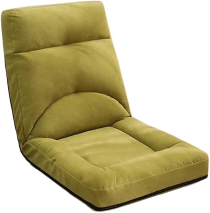 ELEFOCUS Adjustable Pink Floor Chair with Back Support Padded Gaming Lounge Sofa 5 Positions Folding Sleeper Bed for Reading(Green)