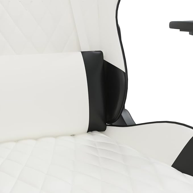 Massage Gaming ChairExecutive ChairSwivel Task Chair Suitable for Office Gaming Room Computer Room Bedroom Study Room with Footrest White&ampBlack Faux Leather