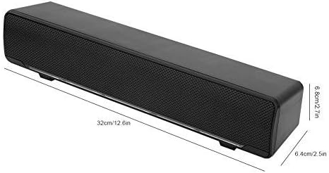 YaizK Mini Portable USB Wired soundbar Music Player Bass Surround Soundbox Speaker with 3.5 mm Audio Plug for Desktop Laptop TV Smartphone Tablet PC MP3 MP4 and More(Black)