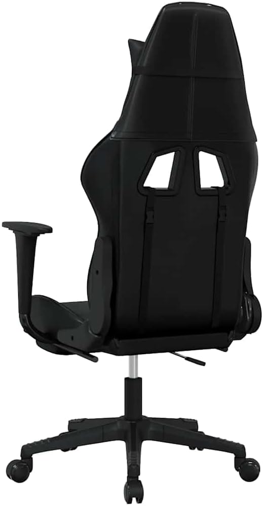 Massage Gaming Chair with Footrest - Faux Leather Reclining Ergonomic Desk Office Computer Game Chair with Lumbar Support &amp Adjustable Height Black