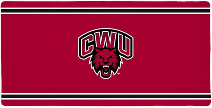 Central Washington University Wildcats Primary Logo Stripes Large Gaming Mouse Pad Desk Mat with Stitched Edges Non-Slip Base for Gamer Home and Office 31.5 x 15.7