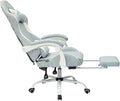 Gaming Chair with Footrest Ergonomic 5D Embracing Gamer Chair Comfortable and Soft Reclining Racing Chair Load Bearing 150kg/330.7lbs (Grey White)
