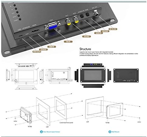 LILLIPUT 7 inch TK700-NP/C/T-B Rugged HDMI Touch Screen Monitor with High Brightness and Open Frame