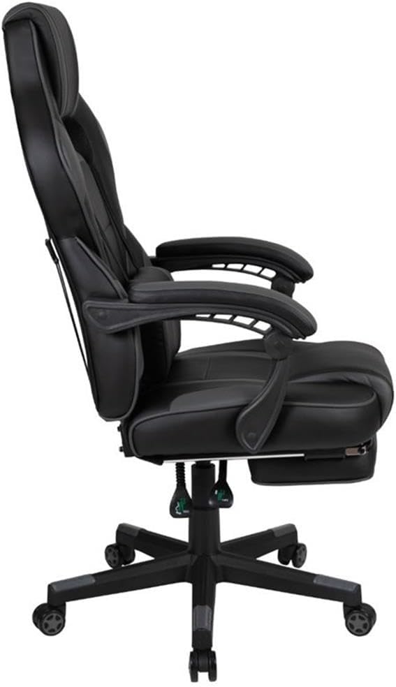 Flash Furniture X40 Gaming Chair Racing Ergonomic Computer Chair with Fully Reclining Back/Arms Slide-Out Footrest Massaging Lumbar - Black/Gray