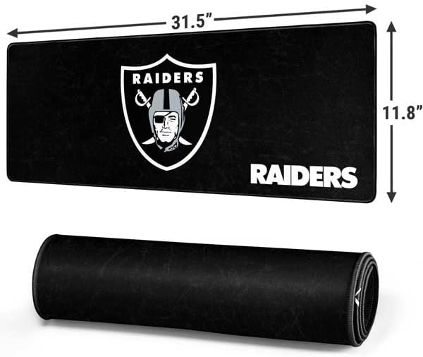 Skinit Large Gaming Mouse Pad - Officially Licensed Las Vegas Raiders Distressed Design with Stitched Edges Waterproof Non-Slip Rubber Base Desk Mat for Keyboard &amp Mouse 31.5 x 11.8 inches