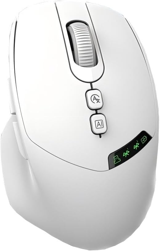 Wireless AI Mouse with ChatGPT | Dual Connection w/h Bluetooth or 2.4G USB Receiver | Voice Typing Real-Time Translation Multi-Device Switching | Ergonomic Computer Mouse for Work &amp Study