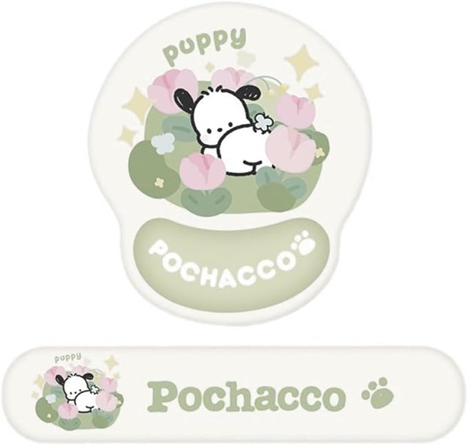 Cute Non-Slip Mouse Pad with Wrist Rest and Keyboard Wrist Support Pad for Desk Typing Gaming Home Office Pochacco