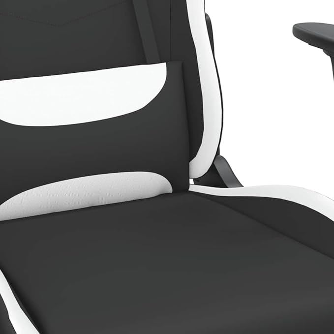 Ergonomic Gaming Chair with Memory Foam Cushion and Adjustable Armrests Black and White Polyester Standard Swivel for Home Office and PC Setup