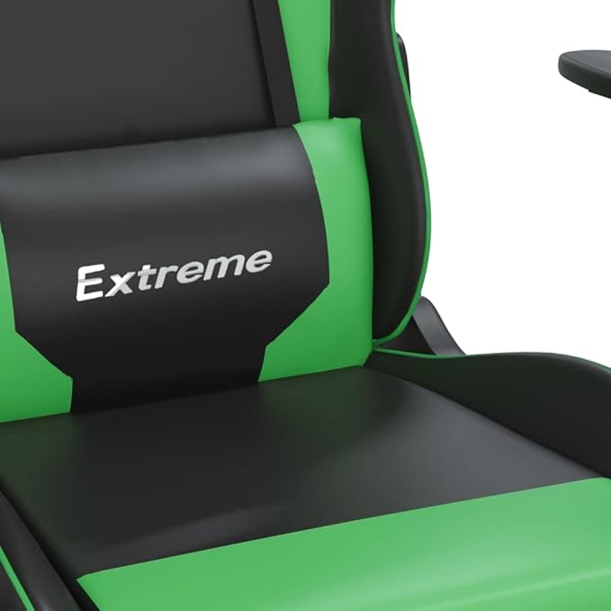 Gaming Chair Computer ChairErgonomic Gaming ChairSuitable for Work Rest Playing Computer Games Watching Performanceswith Footrest Black and Green Faux Leather