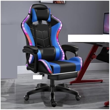 Computer Chair Gaming ChairComputer ChairLeather Office Chair Light Gamer Chair Swivel Gaming Chair Chair (Basic Blue One Size)