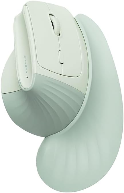 SANWA Wireless Ergonomic Mouse for Large Hands Silent Click Vertical Mice with Removable Wrist Rest 1000-4000 DPI 3-Device (2.4G + 2 Bluetooth 5.4) Compatible with Mac Windows Laptop PC Green