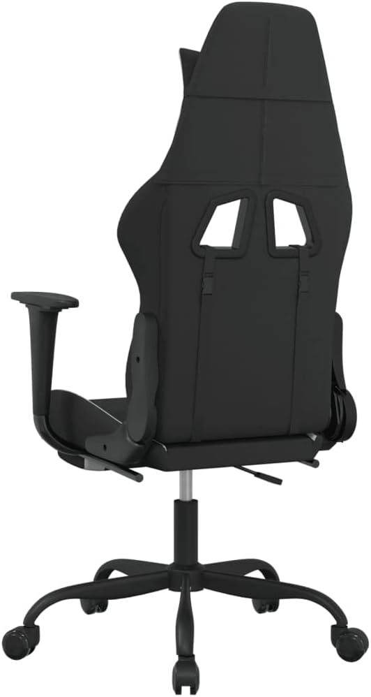 Massage Office Gaming Chair with Footrest Fabric Massage Office Chair Ergonomic Desk Chair Rolling Swivel Adjustable PC Computer Chair for Women Adults Girls(Black&ampWhite)