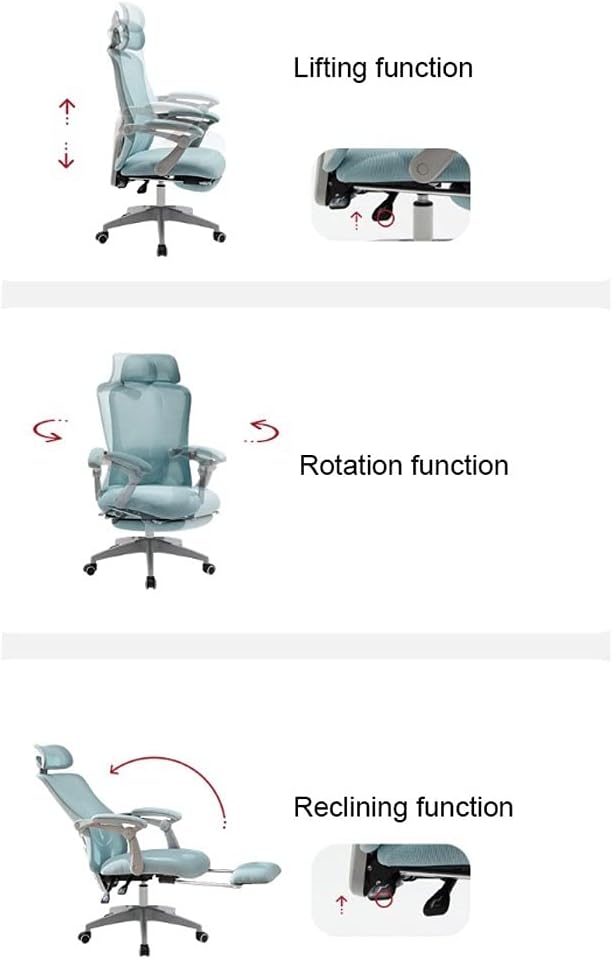 Office Desk Rotating Office Chair Home Can Lie Down Gaming Chair Ergonomic and Comfortable Computer Chair Adjustable Headrest Footrest Home Office Chair (Color : A)