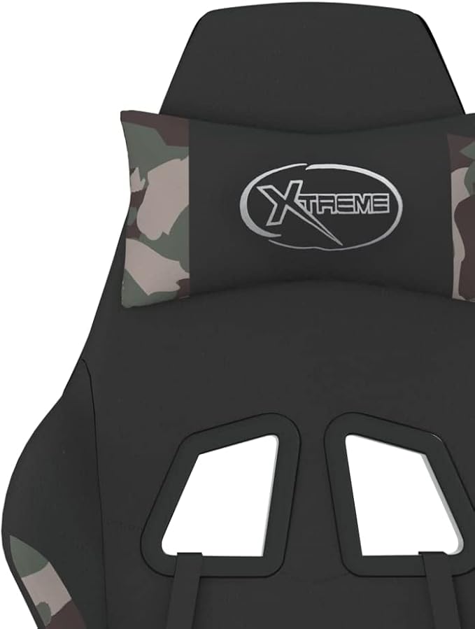 Massage Office Gaming Chair with Footrest Fabric Massage Office Chair Ergonomic Desk Chair Rolling Swivel Adjustable PC Computer Chair for Women Adults Girls(Black&ampCamouflage) -AA