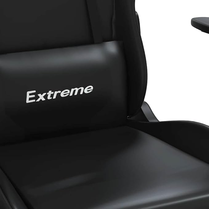 Massage Gaming Chair with Footrest Black Faux Leather Reclining Office Chair 4D Adjustable Ergonomic Support